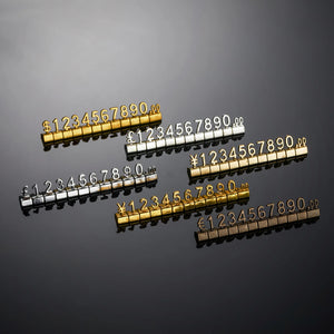 10 Sets 3D Metal Tag Display for Jewelry Euro Dollar