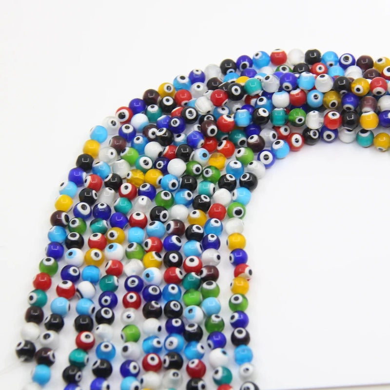 10strand Evil Eye Lampwork Round Bead, Multicolor Glass Craft Loose Bead