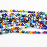 10strand Evil Eye Lampwork Round Bead, Multicolor Glass Craft Loose Bead