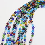 10strand Flat Round Evil Eye Lampwork Bead 6/8/10mm Coin Multicolor Glass Craft