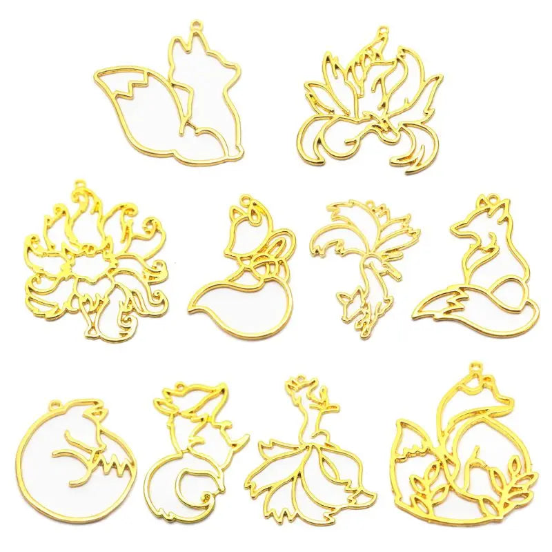 Smart Foxes Animal Pendant Frame UV Resin Charm DIY Necklace Bracelet Jewelry