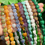 10x10mm Faceted Heart Amethysts Tiger Eye Howlite Stone Beads for DIY Jewelry