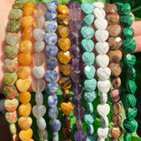 10x10mm Faceted Heart Amethysts Tiger Eye Howlite Stone Beads for DIY Jewelry