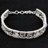 10x10mm Sapphire Hollow CZ Women Wedding Silver Bracelet 7-9.0in