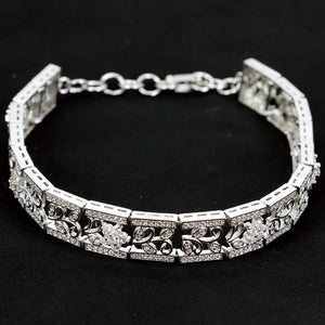 Sapphire Women Wedding Engagement Silver Bracelet 7.0-9.0inch