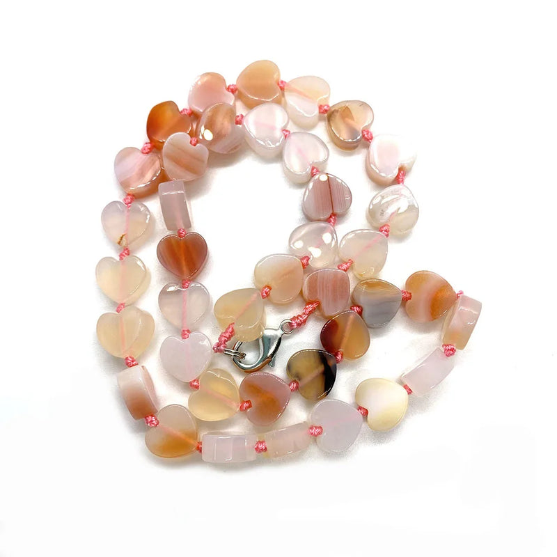 10x10mm Heart Shaped Turquoise Agate Necklace 18 Inches