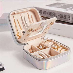 Jewelry Box With Mirror Earring Ring Necklace Holder Display Casket Box