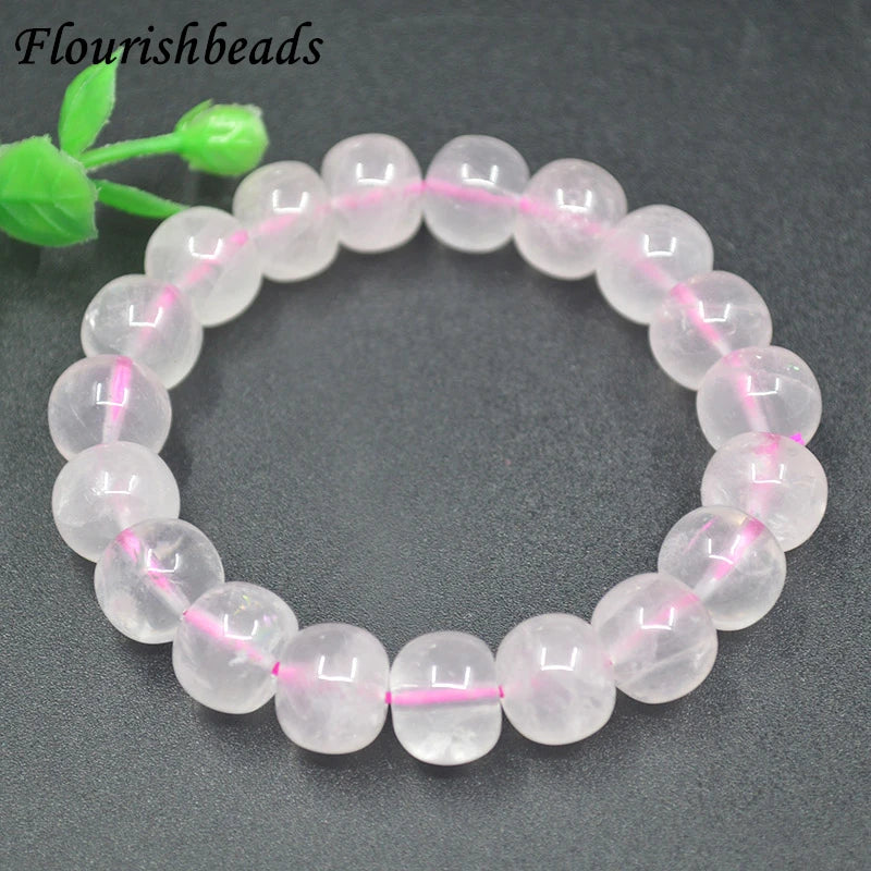Rose Quartz Barrel Beads Stretch Bracelet Meditation Yoga Jewelry