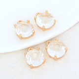 14K Brass/Glass Square Charms Pendants DIY Jewelry