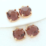 14K Brass/Glass Square Charms Pendants DIY Jewelry