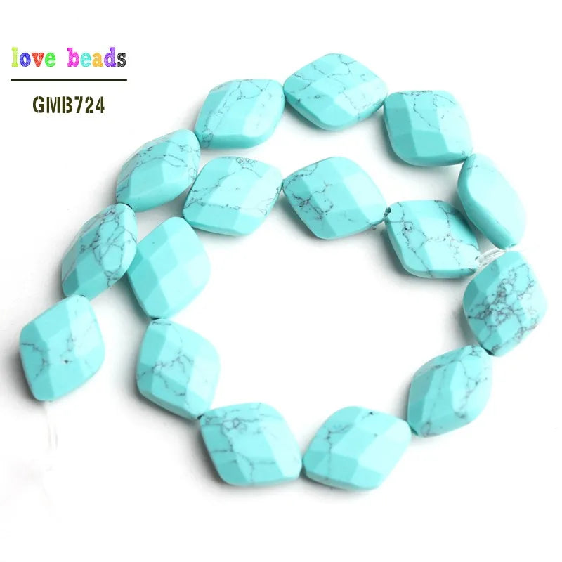 10x13mm Natural Faceted Stone Rhombus Beads for DIY Bracelet