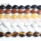 10x13mm Natural Faceted Stone Rhombus Beads for DIY Bracelet
