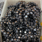 10x14-16mm Natural Terahertz Beads Bracelet Silver Bangle for Women & Men