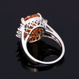 Oval Champagne Zircon Ring S925 Sterling Silver Women's Jewelry