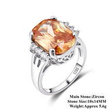 Oval Champagne Zircon Ring S925 Sterling Silver Women's Jewelry