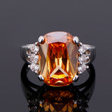 Oval Champagne Zircon Ring S925 Sterling Silver Women's Jewelry