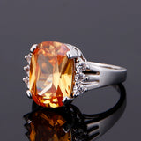 Oval Champagne Zircon Ring S925 Sterling Silver Women's Jewelry
