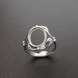 10x14MM Oval Bezel 925 Silver Leaf Adjustable Ring Settings