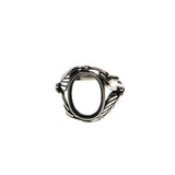 10x14MM Oval Bezel 925 Silver Leaf Adjustable Ring Settings