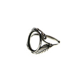 10x14MM Oval Bezel 925 Silver Leaf Adjustable Ring Settings
