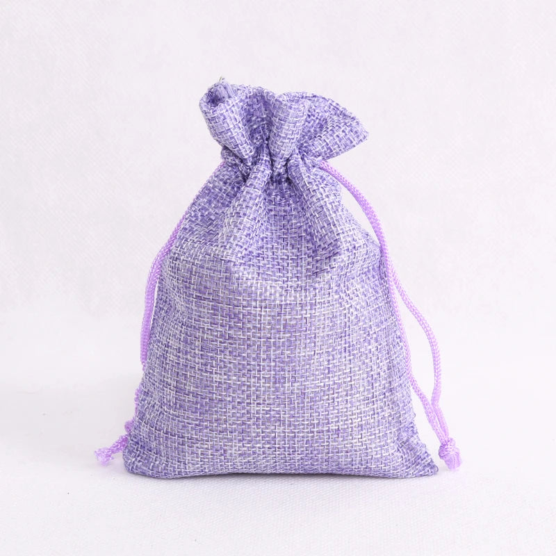 10pcs Purple Jute Drawstring Bags Favor Gift Wedding Christmas Linen Pouches
