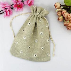 10x14cm Natural Drawstring Cotton Bag 10pcs Wedding Jewelry Pouches
