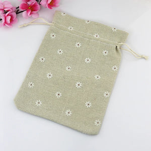 10x14cm Natural Drawstring Cotton Bag 10pcs Wedding Jewelry Pouches
