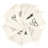 5pcs Cotton Linen Jewelry Storage Bags Drawstring Coin Purse