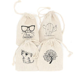 5pcs Cotton Linen Jewelry Storage Bags Drawstring Coin Purse