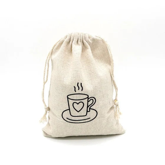5pcs Cotton Linen Jewelry Storage Bags Drawstring Coin Purse
