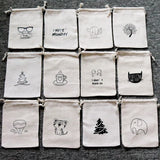 5pcs Cotton Linen Jewelry Storage Bags Drawstring Coin Purse