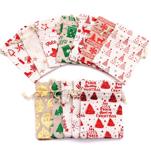 Christmas Bronzing Gift Bags Wedding Xmas Gift Cotton Drawstring Bags