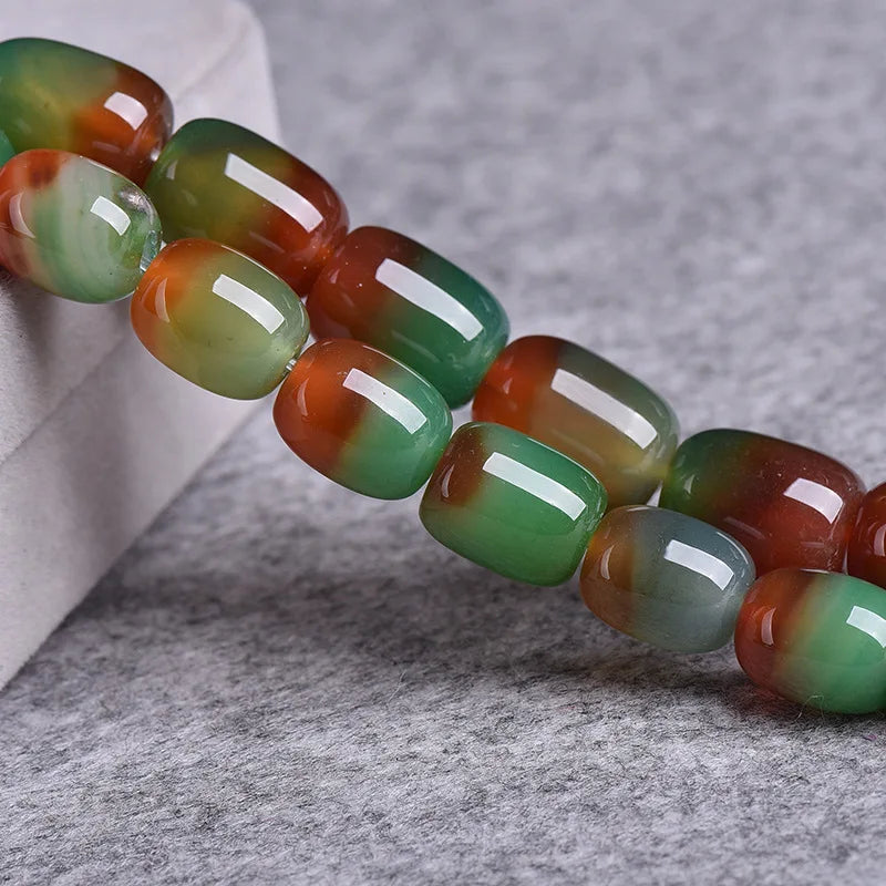 Natural Peacock Agates Stone Beads Barrel Shape DIY Jewelry Making 15''