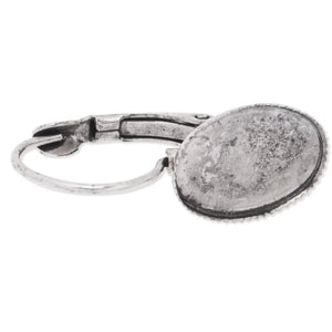 Antique Silver Oval Brass Lever Back Earrings Blank 50pcs