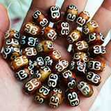 10x14mm Brown DZI beads abacus Tibet Round Agate stone DIY Pendant 10pcs