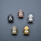Buddha Head Copper Spacer CZ Inlaied Beads Charms 20pcs/lot