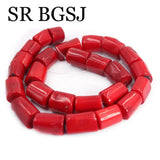 10x14mm Red Coral Freeform Column Beads 15inch