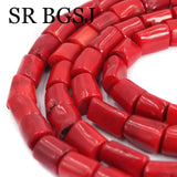 10x14mm Red Coral Freeform Column Beads 15inch