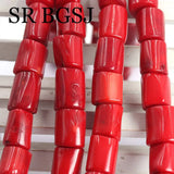 10x14mm Red Coral Freeform Column Beads 15inch