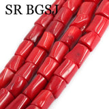 10x14mm Red Coral Freeform Column Beads 15inch