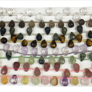 10x14mm Water Drop Gemstone Beads Amethyst Quartz Tiger Eye Stone Earring DIY