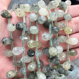 10x14mm Water Drop Gemstone Beads Amethyst Quartz Tiger Eye Stone Earring DIY