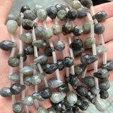 10x14mm Water Drop Gemstone Beads Amethyst Quartz Tiger Eye Stone Earring DIY