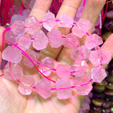 10x14mm Rose Quartz Beads 15'' Faceted Irregular DIY Loose Stone Beads