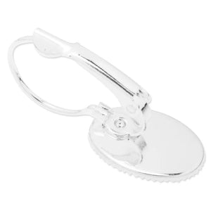 10x14mm Oval French Lever Back Earrings Blank, Silver Plated, 50pcs