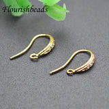 Plated Brass Zircon Earrings Hook High Jewelry Accessories 30pcs