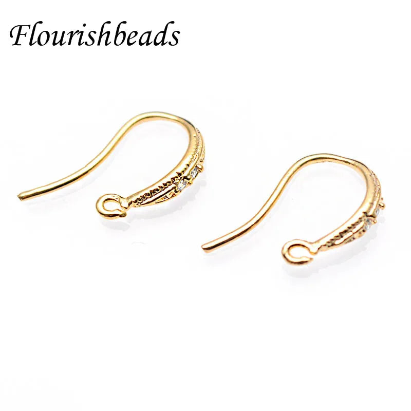 Plated Brass Zircon Earrings Hook High Jewelry Accessories 30pcs