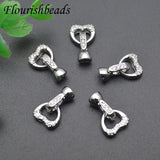 10x15mm Heart Micro Pave CZ Clasps Jewelry Findings