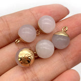 10x15mm Round Pink Crystal Quartz Pendant Charms for Necklace