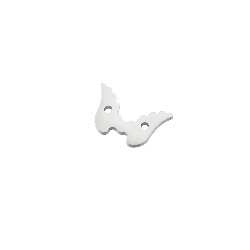 20Pcs Mirror Stainless Steel Angel Wing Charm DIY Jewelry